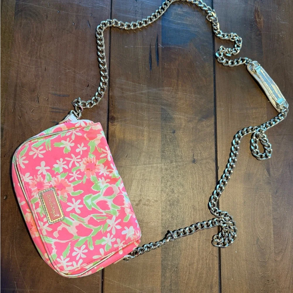 Lilly Pulitzer Pink and Green Floral Crossbody Bag